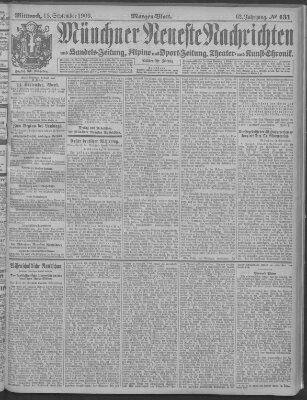 Münchner neueste Nachrichten Mittwoch 15. September 1909