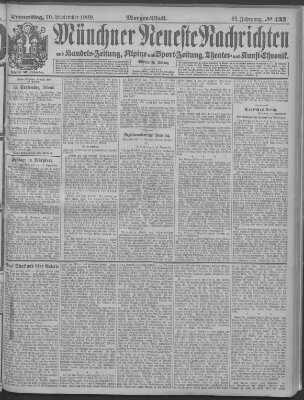 Münchner neueste Nachrichten Donnerstag 16. September 1909