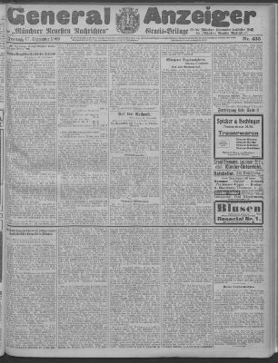 Münchner neueste Nachrichten Freitag 17. September 1909