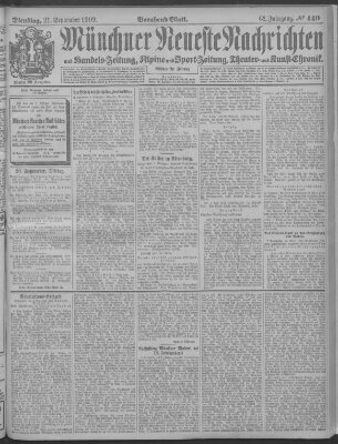 Münchner neueste Nachrichten Dienstag 21. September 1909