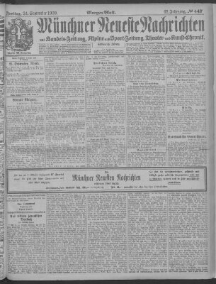 Münchner neueste Nachrichten Freitag 24. September 1909