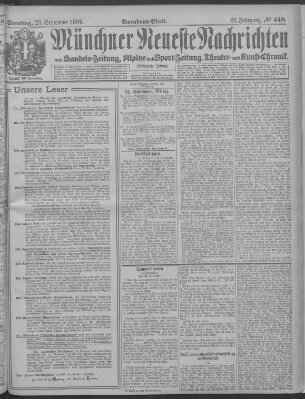 Münchner neueste Nachrichten Samstag 25. September 1909