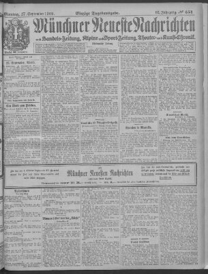 Münchner neueste Nachrichten Montag 27. September 1909