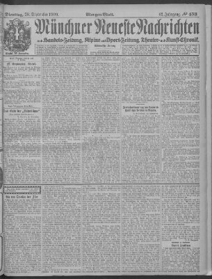 Münchner neueste Nachrichten Dienstag 28. September 1909