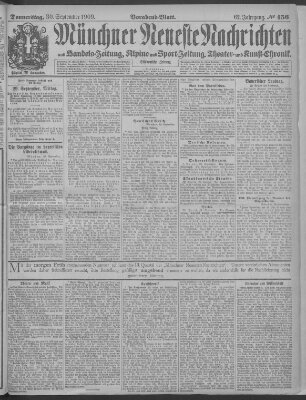 Münchner neueste Nachrichten Donnerstag 30. September 1909