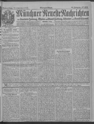 Münchner neueste Nachrichten Donnerstag 30. September 1909