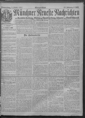 Münchner neueste Nachrichten Donnerstag 3. Oktober 1912