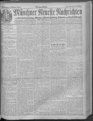 Münchner neueste Nachrichten Dienstag 8. Oktober 1912