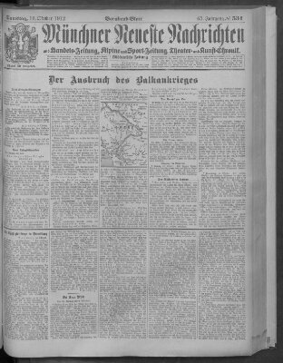 Münchner neueste Nachrichten Samstag 19. Oktober 1912