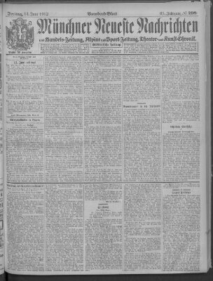 Münchner neueste Nachrichten Freitag 14. Juni 1912