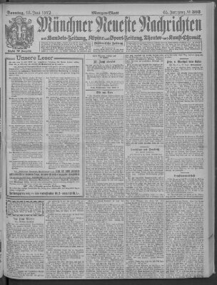 Münchner neueste Nachrichten Sonntag 16. Juni 1912