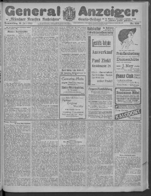 Münchner neueste Nachrichten Donnerstag 20. Juni 1912