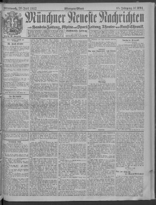 Münchner neueste Nachrichten Mittwoch 26. Juni 1912