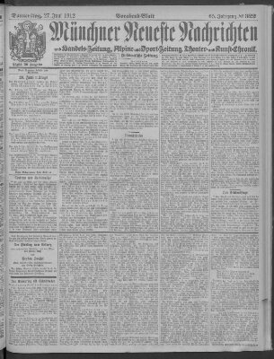 Münchner neueste Nachrichten Donnerstag 27. Juni 1912