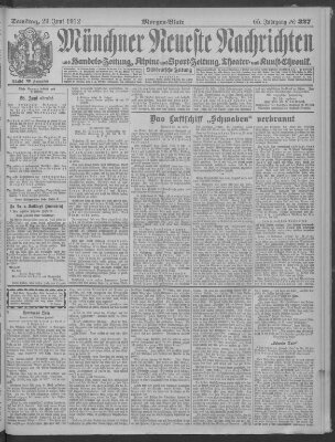 Münchner neueste Nachrichten Samstag 29. Juni 1912