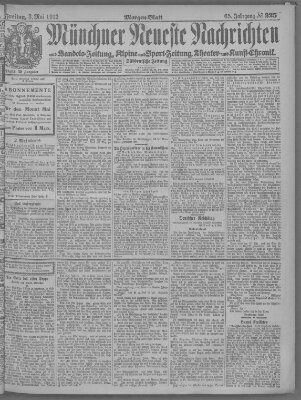 Münchner neueste Nachrichten Freitag 3. Mai 1912