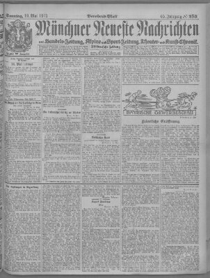 Münchner neueste Nachrichten Sonntag 19. Mai 1912