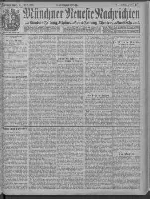 Münchner neueste Nachrichten Donnerstag 9. Juli 1908