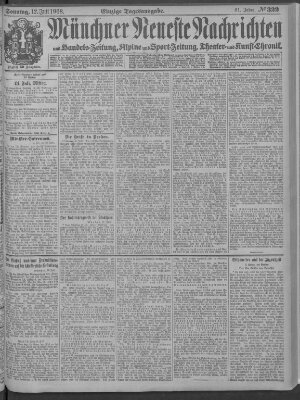 Münchner neueste Nachrichten Sonntag 12. Juli 1908