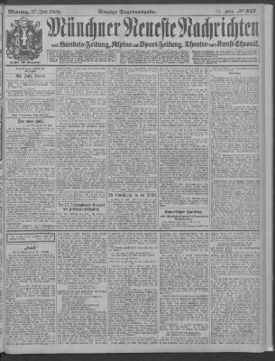 Münchner neueste Nachrichten Montag 27. Juli 1908