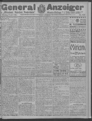 Münchner neueste Nachrichten Montag 27. Juli 1908