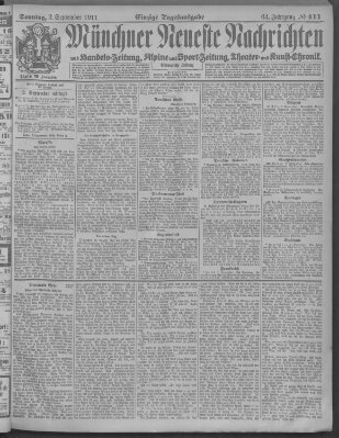 Münchner neueste Nachrichten Sonntag 3. September 1911