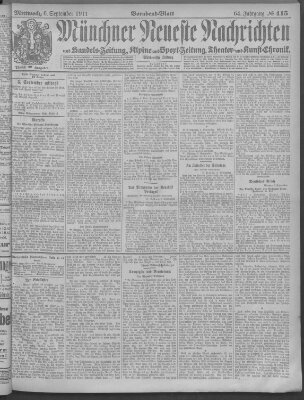 Münchner neueste Nachrichten Mittwoch 6. September 1911