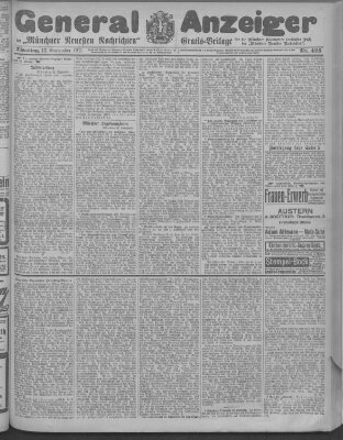 Münchner neueste Nachrichten Dienstag 12. September 1911