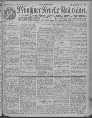 Münchner neueste Nachrichten Mittwoch 13. September 1911