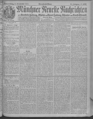 Münchner neueste Nachrichten Donnerstag 14. September 1911