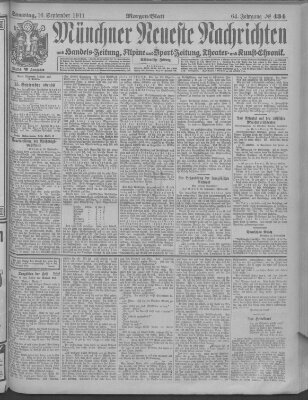 Münchner neueste Nachrichten Samstag 16. September 1911