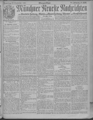 Münchner neueste Nachrichten Samstag 23. September 1911