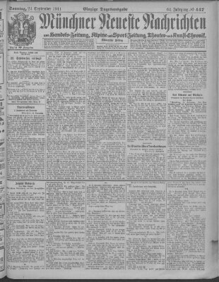 Münchner neueste Nachrichten Sonntag 24. September 1911