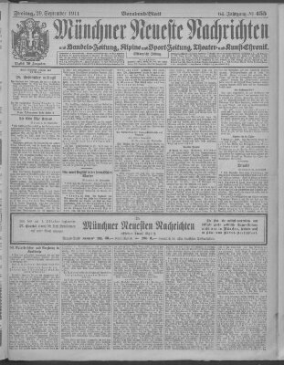 Münchner neueste Nachrichten Freitag 29. September 1911