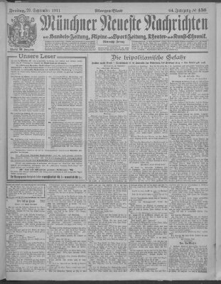 Münchner neueste Nachrichten Freitag 29. September 1911