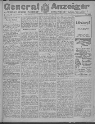 Münchner neueste Nachrichten Freitag 29. September 1911