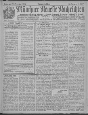 Münchner neueste Nachrichten Samstag 30. September 1911