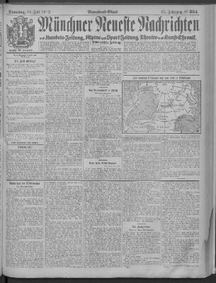 Münchner neueste Nachrichten Sonntag 14. Juli 1912