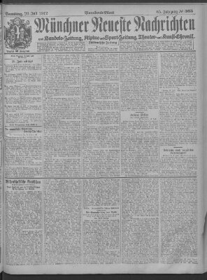 Münchner neueste Nachrichten Samstag 20. Juli 1912