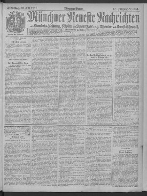 Münchner neueste Nachrichten Dienstag 30. Juli 1912