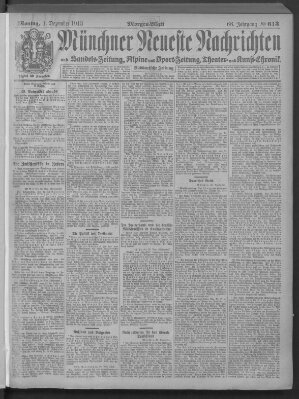 Münchner neueste Nachrichten Montag 1. Dezember 1913