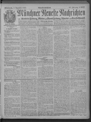 Münchner neueste Nachrichten Mittwoch 3. Dezember 1913