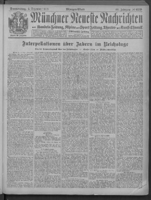 Münchner neueste Nachrichten Donnerstag 4. Dezember 1913