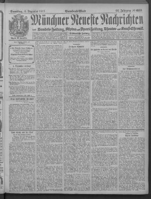 Münchner neueste Nachrichten Samstag 6. Dezember 1913