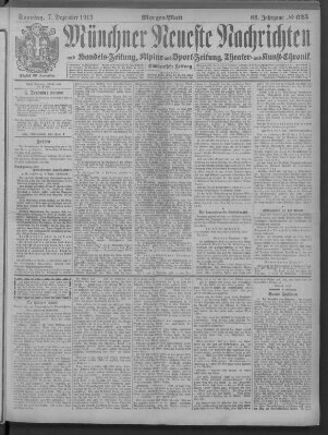 Münchner neueste Nachrichten Sonntag 7. Dezember 1913