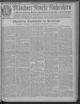 Münchner neueste Nachrichten Mittwoch 10. Dezember 1913