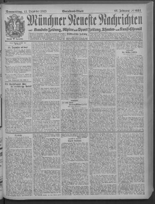 Münchner neueste Nachrichten Donnerstag 11. Dezember 1913