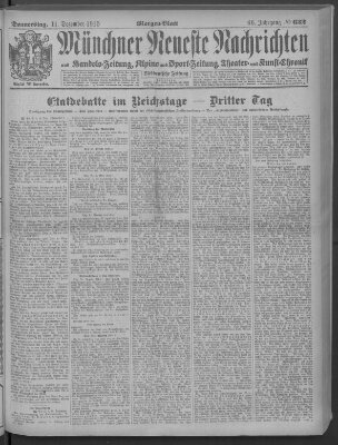 Münchner neueste Nachrichten Donnerstag 11. Dezember 1913