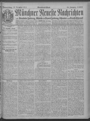 Münchner neueste Nachrichten Donnerstag 18. Dezember 1913