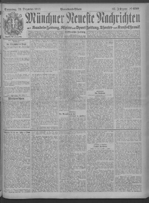 Münchner neueste Nachrichten Sonntag 21. Dezember 1913